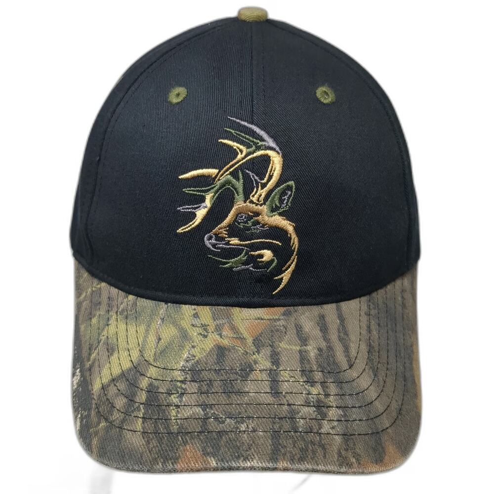 Legendary Whitetails Baseball Cap Black One Size Deer Camo Brim Embroidered Hat